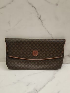 Authentic Vintage Celine Mcadam Fold Over Clutch With Digital COA
